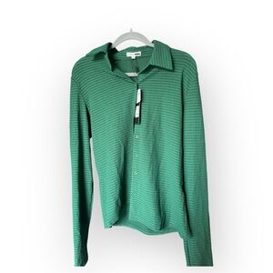 Green cotton knit button up shirt #fashion 
oversized fit
